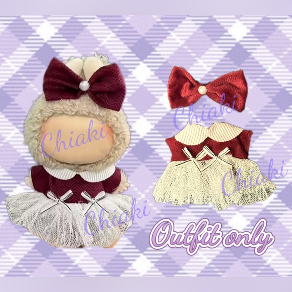 Labubu Dress- Labubu Tulle Dress with Bow Hair Clip  (NO DOLL)